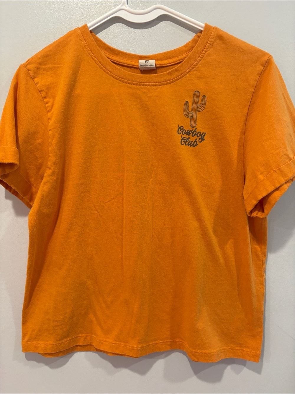Darling Orange Short Sleeve Tee with Cactus Graphic ptp 18 length 22